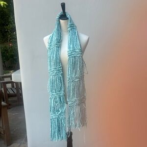 Arden B Light Blue Aqua Fringe Scarf